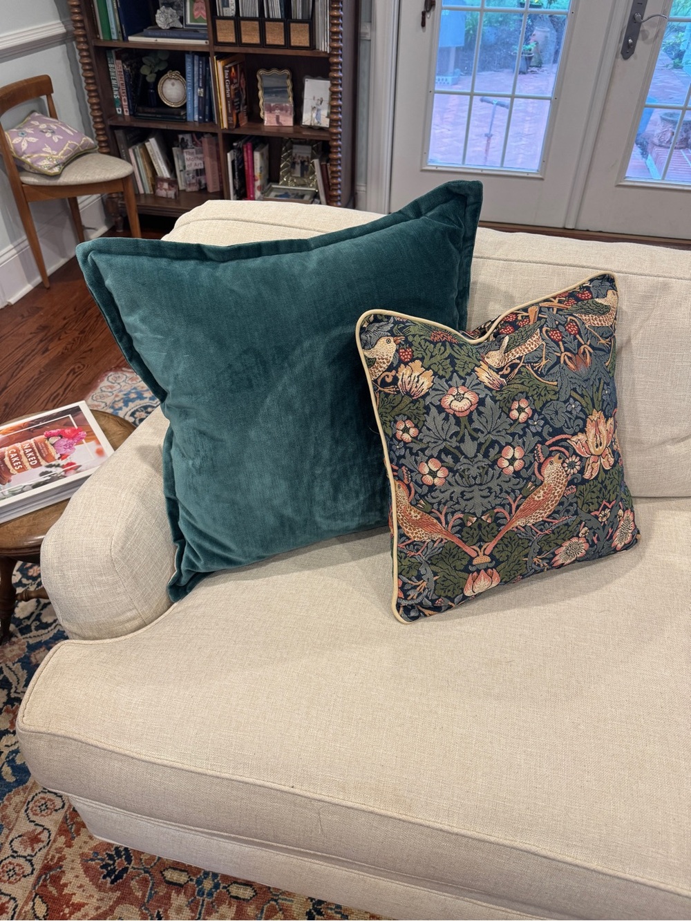 Peacock Teal Velvet Square Throw Pillows (4 available)
